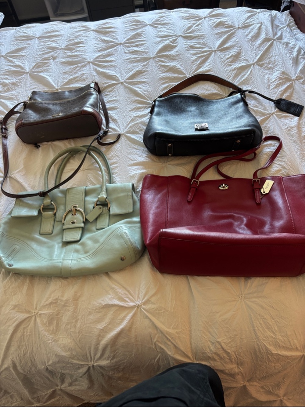 2 coach bags and 2 Dooney &Bourke bags in need of TLC